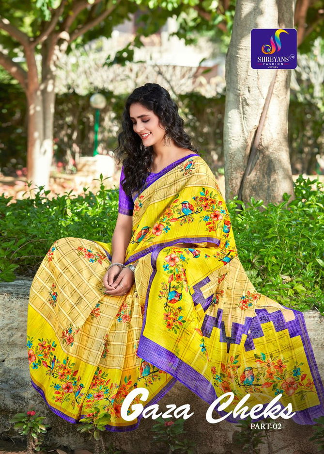 Shreyans Gaza Cheks 2 Regular Wear Wholesale Printed Sarees